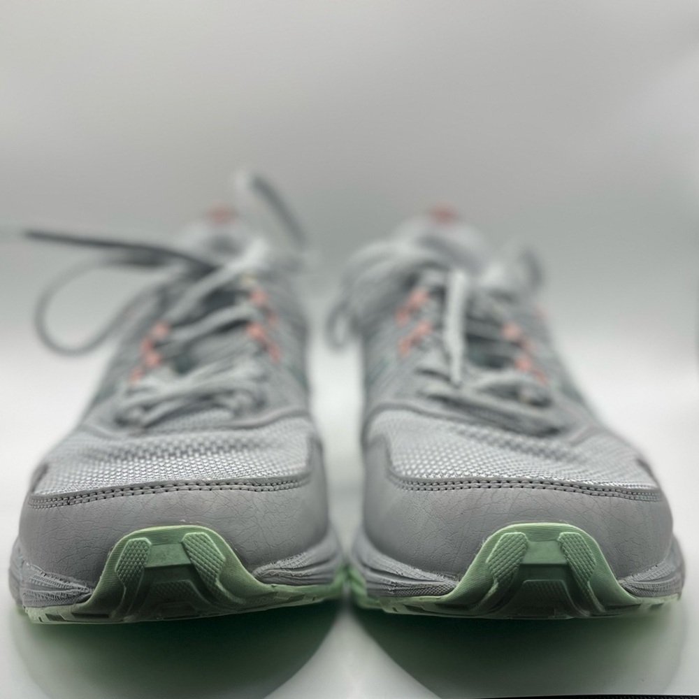 Asics Women's Athletic Shoes in Light Gray with Mint and Coral Accents - Picture 4 of 7